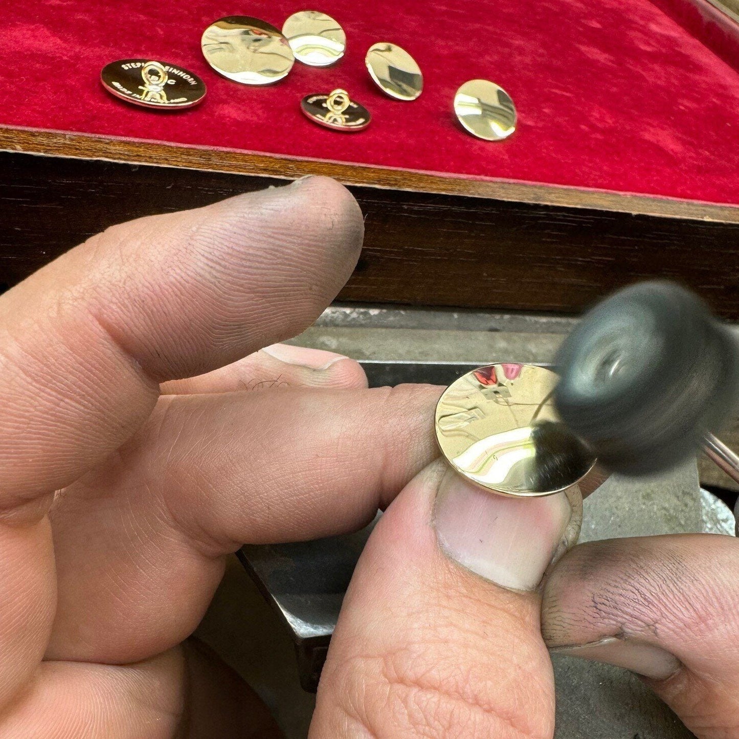 9ct Plain Solid Gold 9ct Gold Single Breasted Blazer Button Set by Benson & Clegg, London
