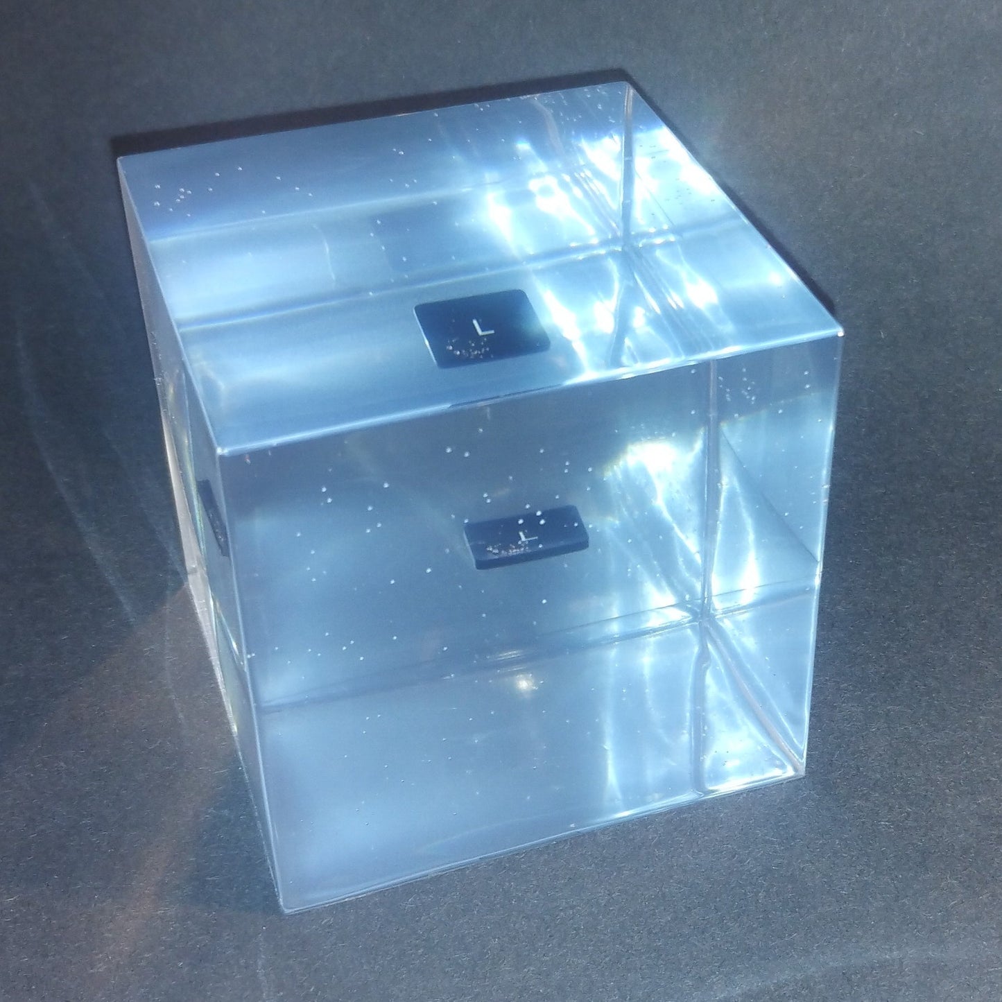 Bespoke MacBook Pro Letter 'L' Paperweight | 3" Resin Cube Paperweight Made in UK | 4" Acrylic Cube Paperweight Made in USA