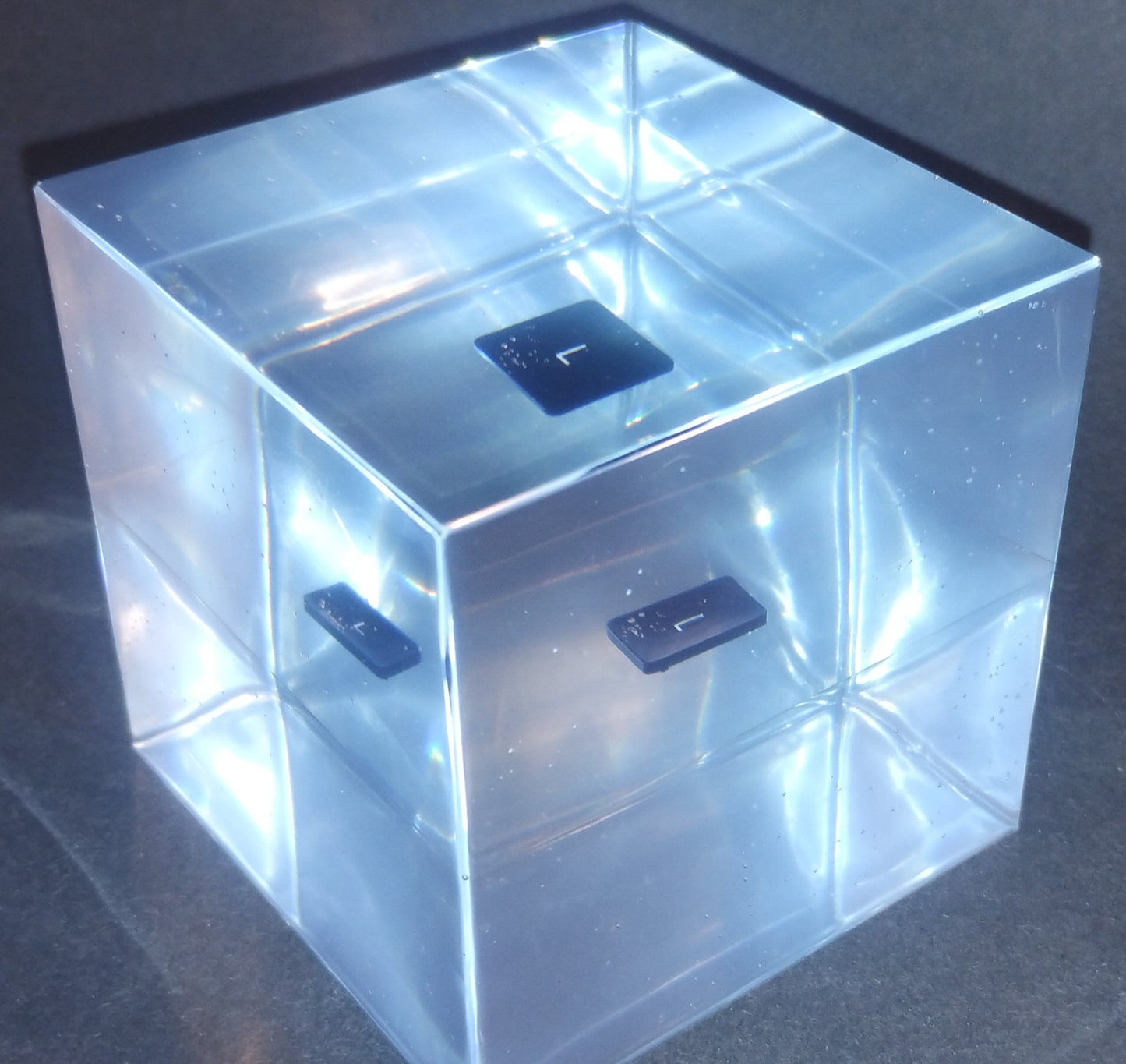 Bespoke MacBook Pro Letter 'L' Paperweight | 3" Resin Cube Paperweight Made in UK | 4" Acrylic Cube Paperweight Made in USA