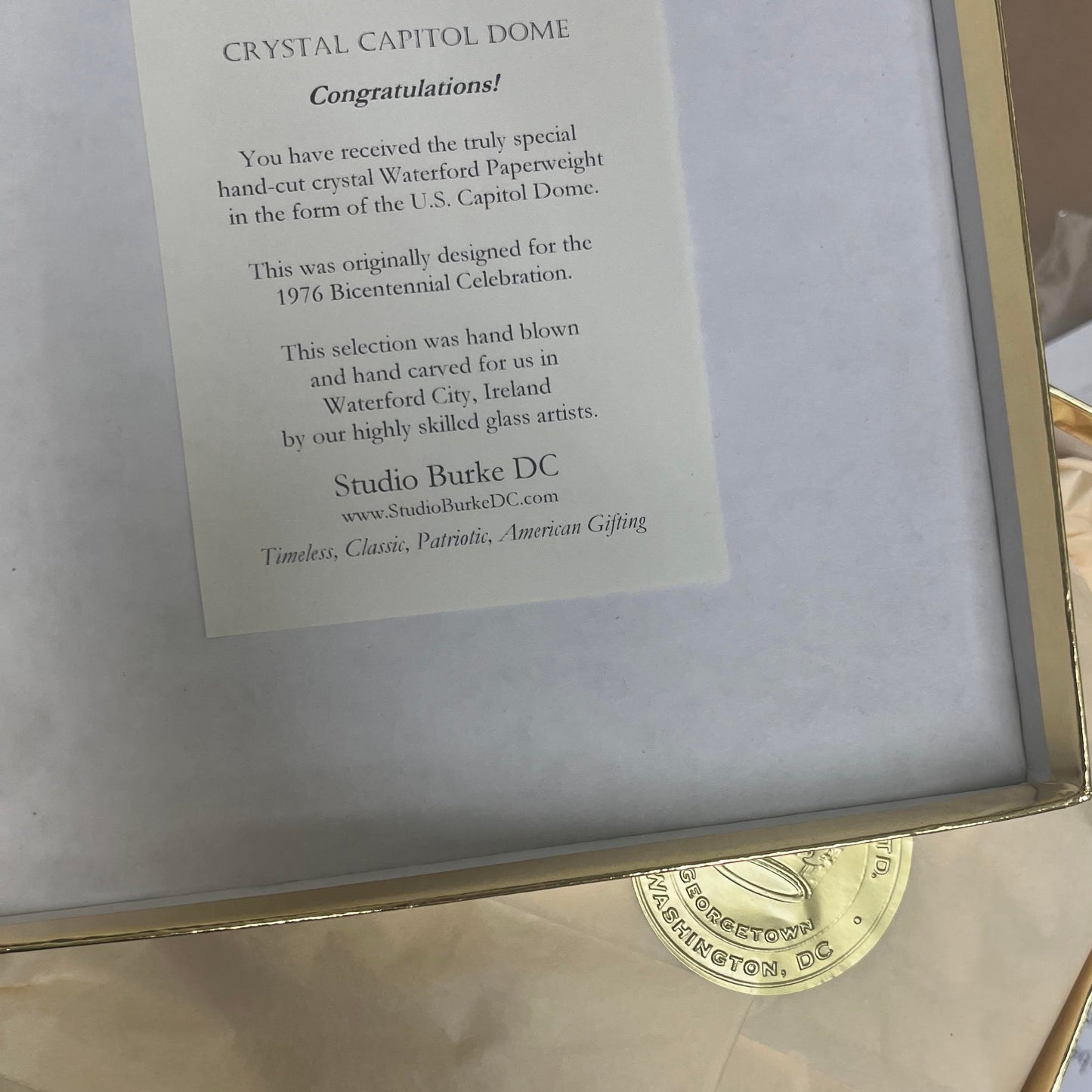 The Appraisal Foundation | 2024 | Waterford Crystal Capitol Dome Award with engraved Base