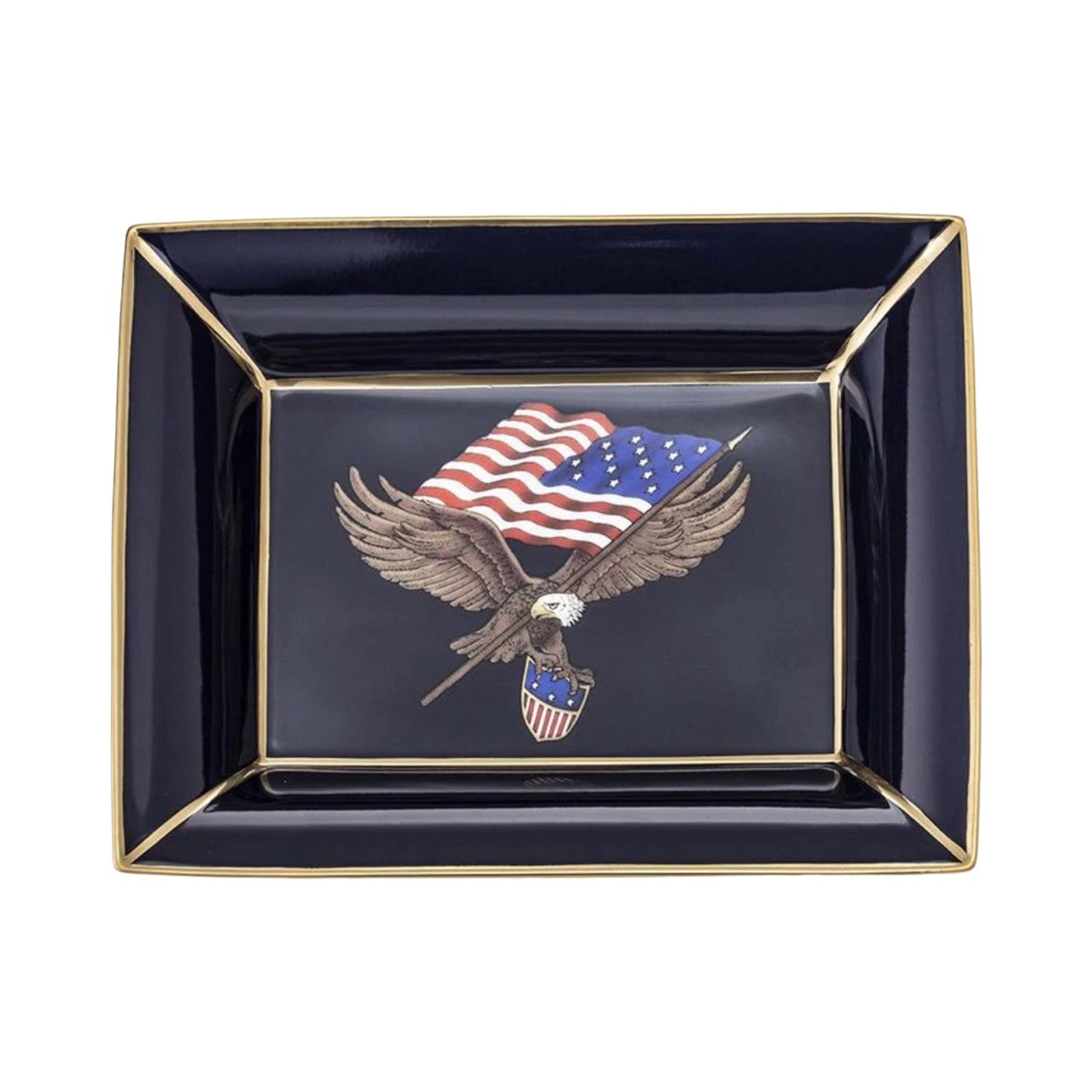 Halcyon Days Patriotic | Star Spangled Banner Trinket Tray | Large | Fine Bone China