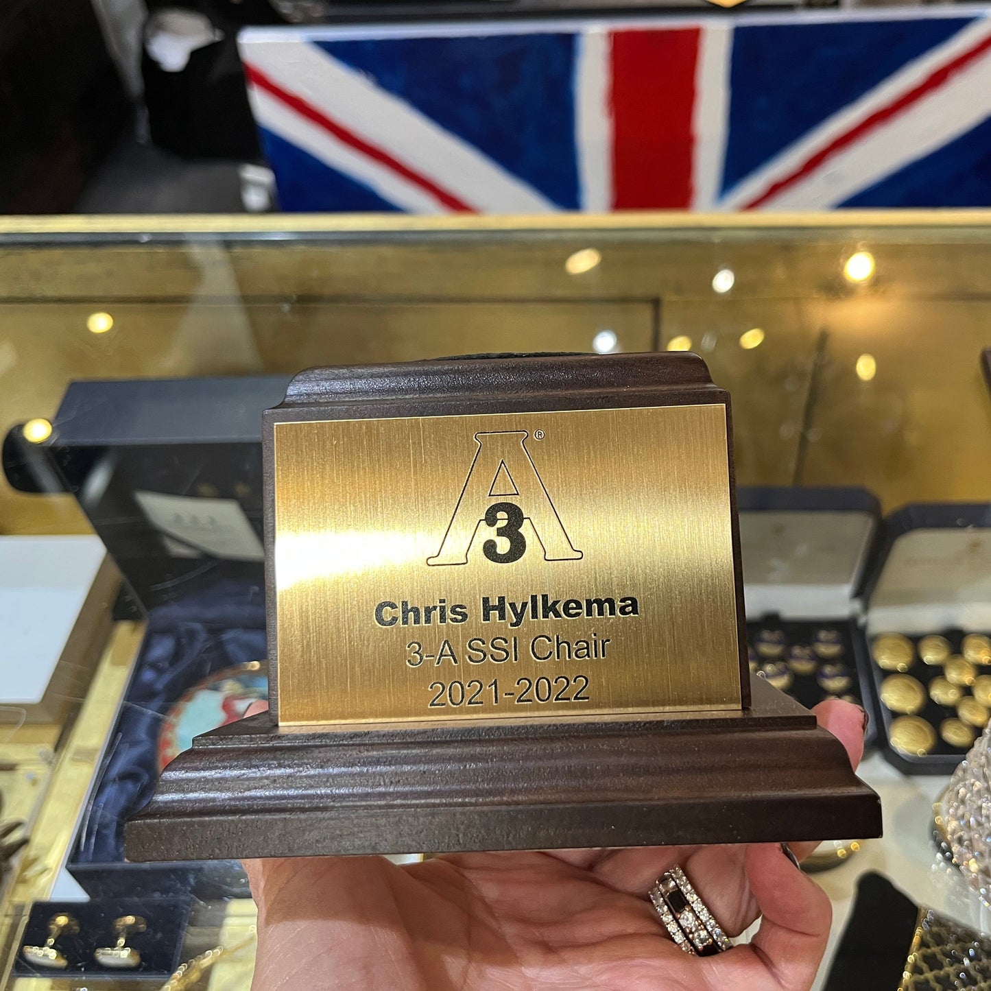 3-A Sanitary Standards | Waterford Crystal Capitol Dome Award on Natural Walnut with Engraved Brass Plate