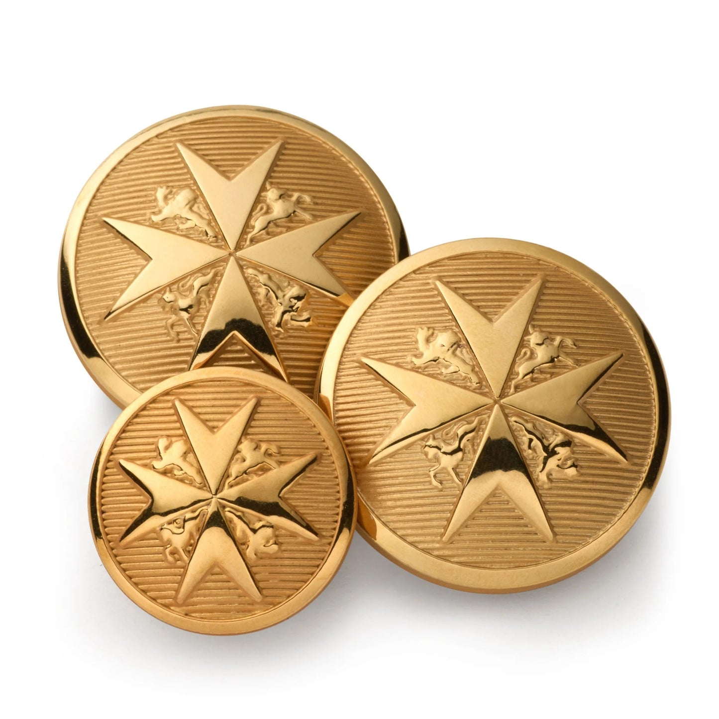 Maltese Cross Blazer Buttons | Gilt / Gold Plated Blazer Buttons | Made in England | Benson and Clegg, London
