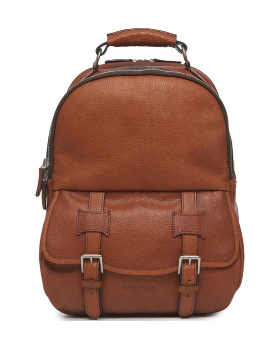 Lewis Classic 16" Leather Backpack | Tan Leather Backpack | Nickle Zippers | Korchmar