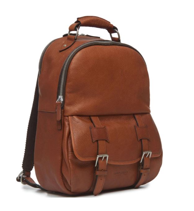 Lewis Classic 16" Leather Backpack | Tan Leather Backpack | Nickle Zippers | Korchmar
