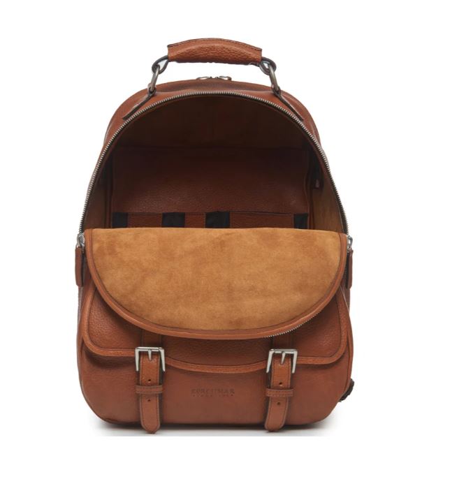 Lewis Classic 16" Leather Backpack | Tan Leather Backpack | Nickle Zippers | Korchmar