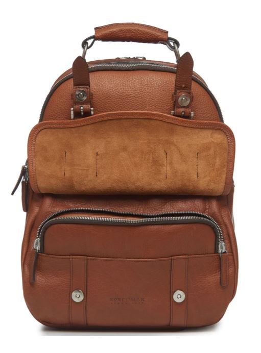 Lewis Classic 16" Leather Backpack | Tan Leather Backpack | Nickle Zippers | Korchmar