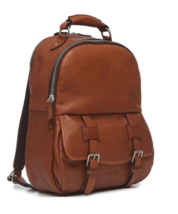 Lewis Classic 16" Leather Backpack | Tan Leather Backpack | Nickle Zippers | Korchmar