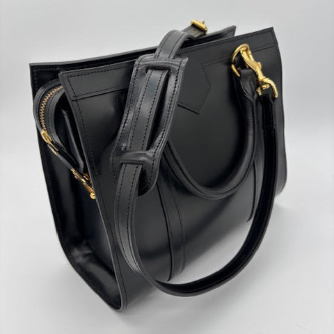 Classic Beatrice Bag Handbag | Black | Hand Stitched | English Bridle Leather | 12 inches