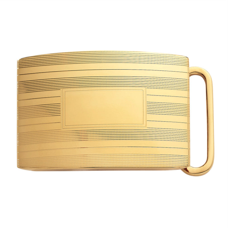 Gold Plate over Sterling Silver Belt Buckle | ENGINE TURNED 24k Gold Vermeil Slide Style Buckle | Available for 1", 1 1/8", 1 1/4" and 1 1/2 Inch Belt Straps | Made in USA