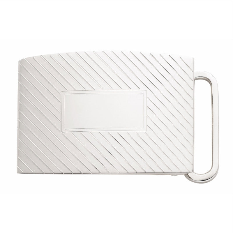 Sterling Silver Belt Buckle | DIAGONAL LINES Sterling Silver Slide Style Buckle | Available for 1", 1 1/8", 1 1/4" and 1 1/2 Inch Belt Straps | Made in USA