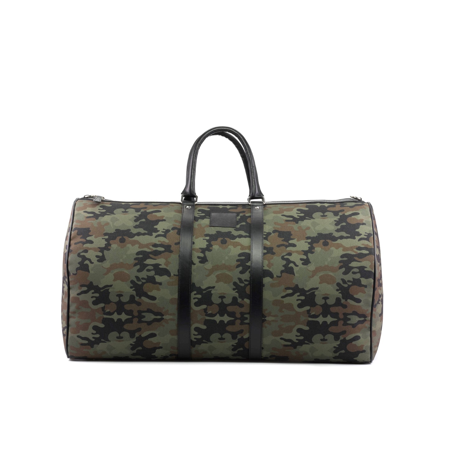 Custom Luxury Travel Bag | MTO | Handcrafted in Spain | Camo Canvas with Black Calf Trim | Sterling & Burke Ltd