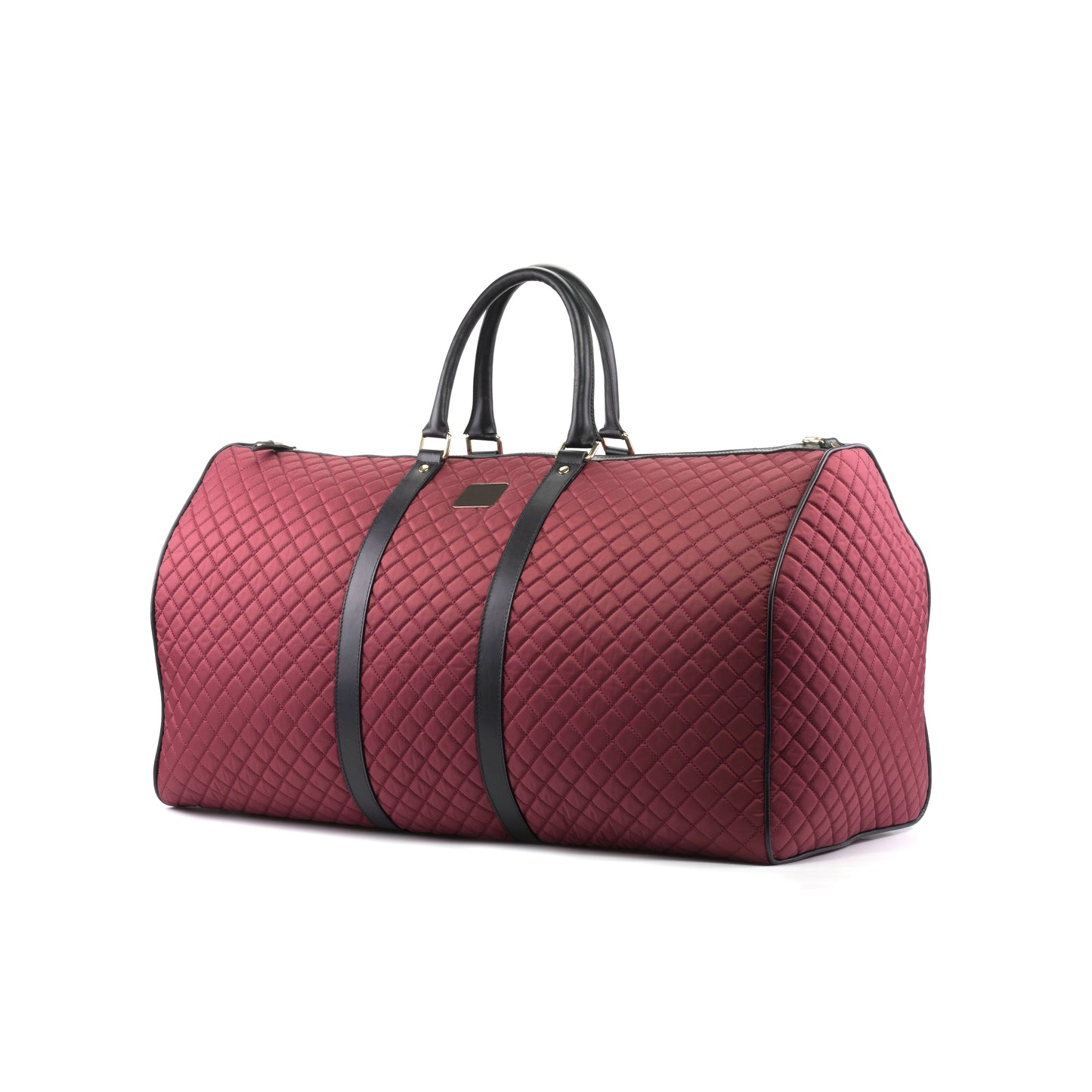 Custom Luxury Travel Bag | MTO | Handcrafted in Spain | Burgundy Quilt with Black Calf Trim | Sterling & Burke Ltd