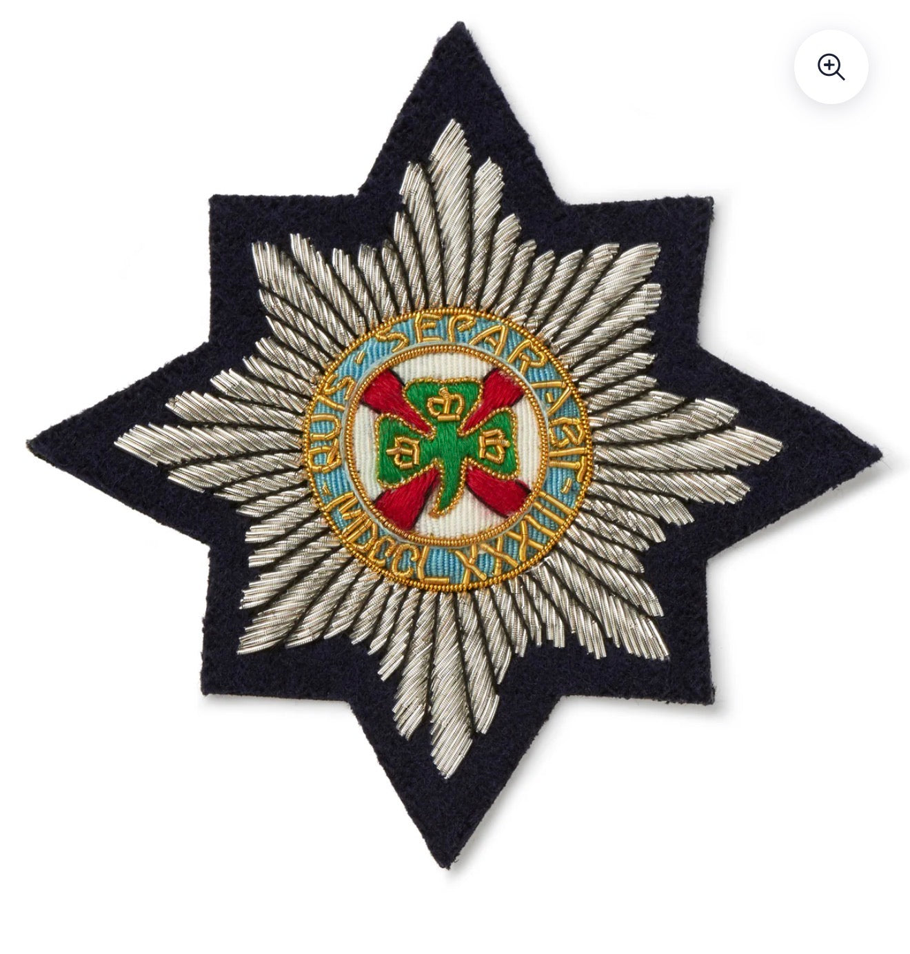 Blazer Badge | Irish Guards | Elegant 4 Leaf Clover in Silver Crest Blazer Badge | Made in England