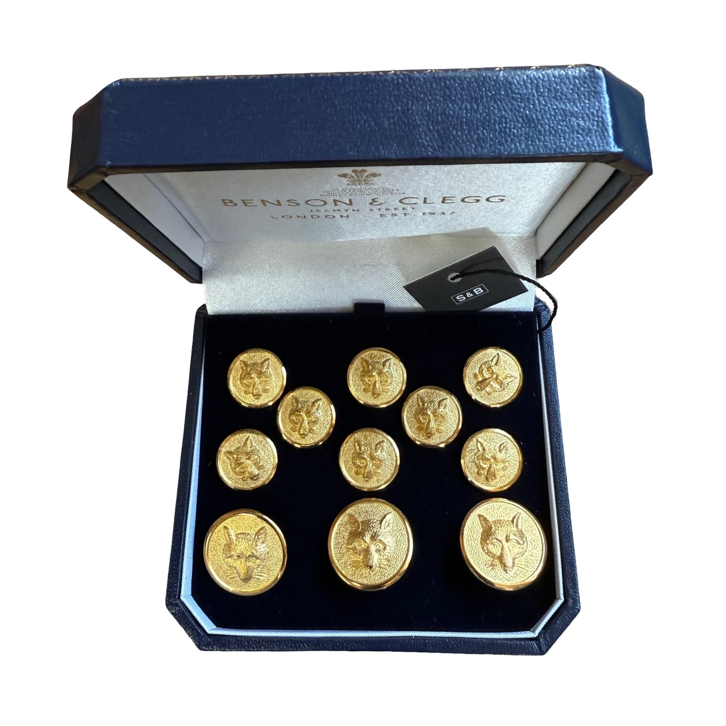 Fox Head Blazer Buttons | Gold Plated Blazer Buttons | Made in England | Benson and Clegg, London