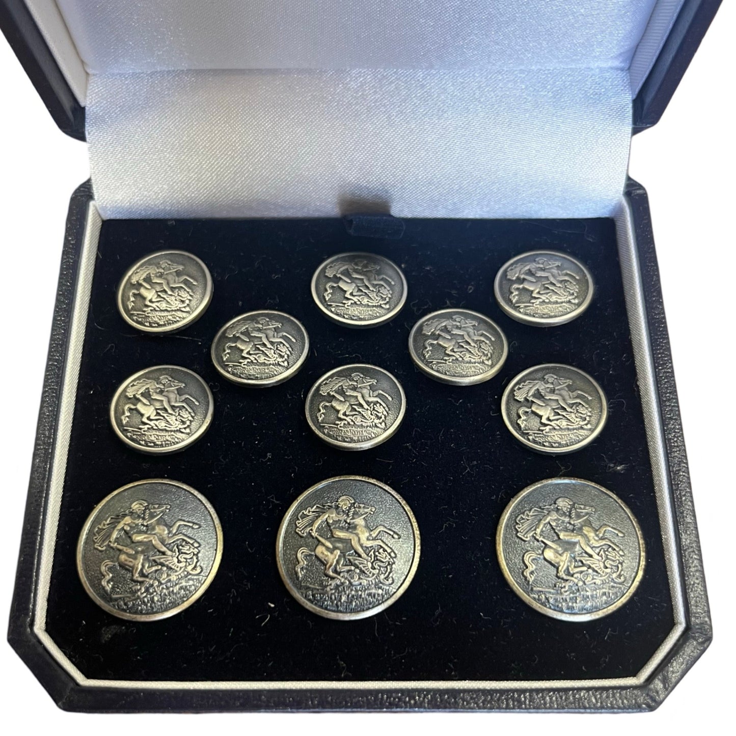 St George & The Dragon Blazer Button Set | Single-Breasted Blazer Buttons | Antique Silver | Made in UK