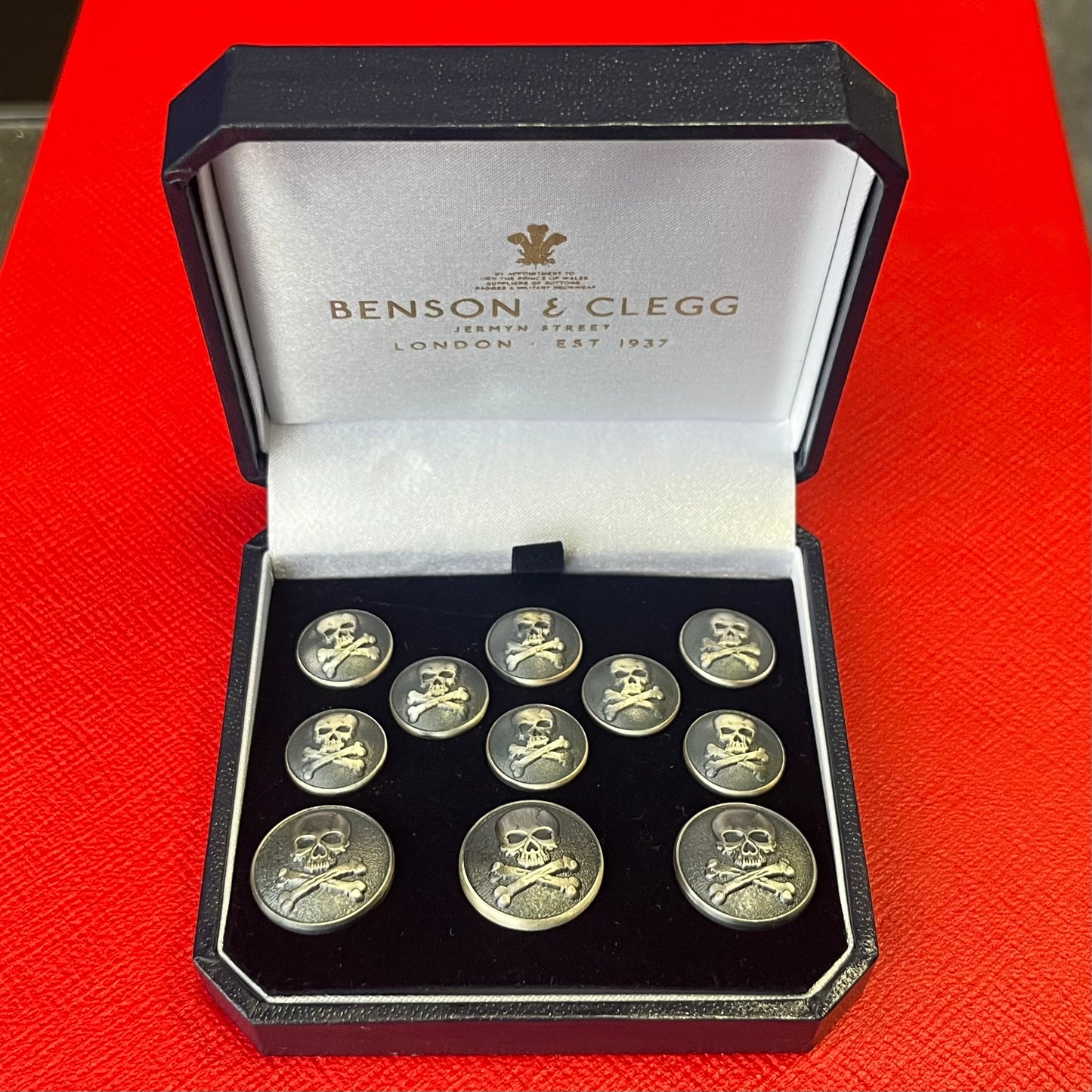 Skull and Cross Bones Blazer Buttons | Silver Plated Blazer Buttons | Made in England | Benson and Clegg, London