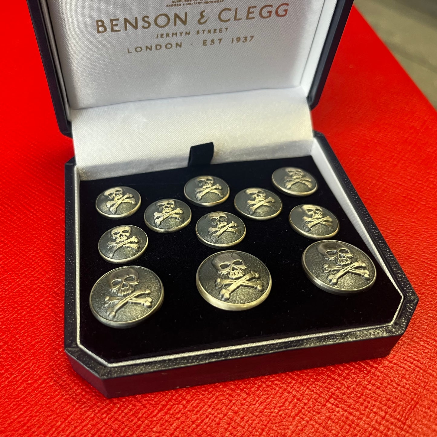 Skull and Cross Bones Blazer Buttons | Silver Plated Blazer Buttons | Made in England | Benson and Clegg, London