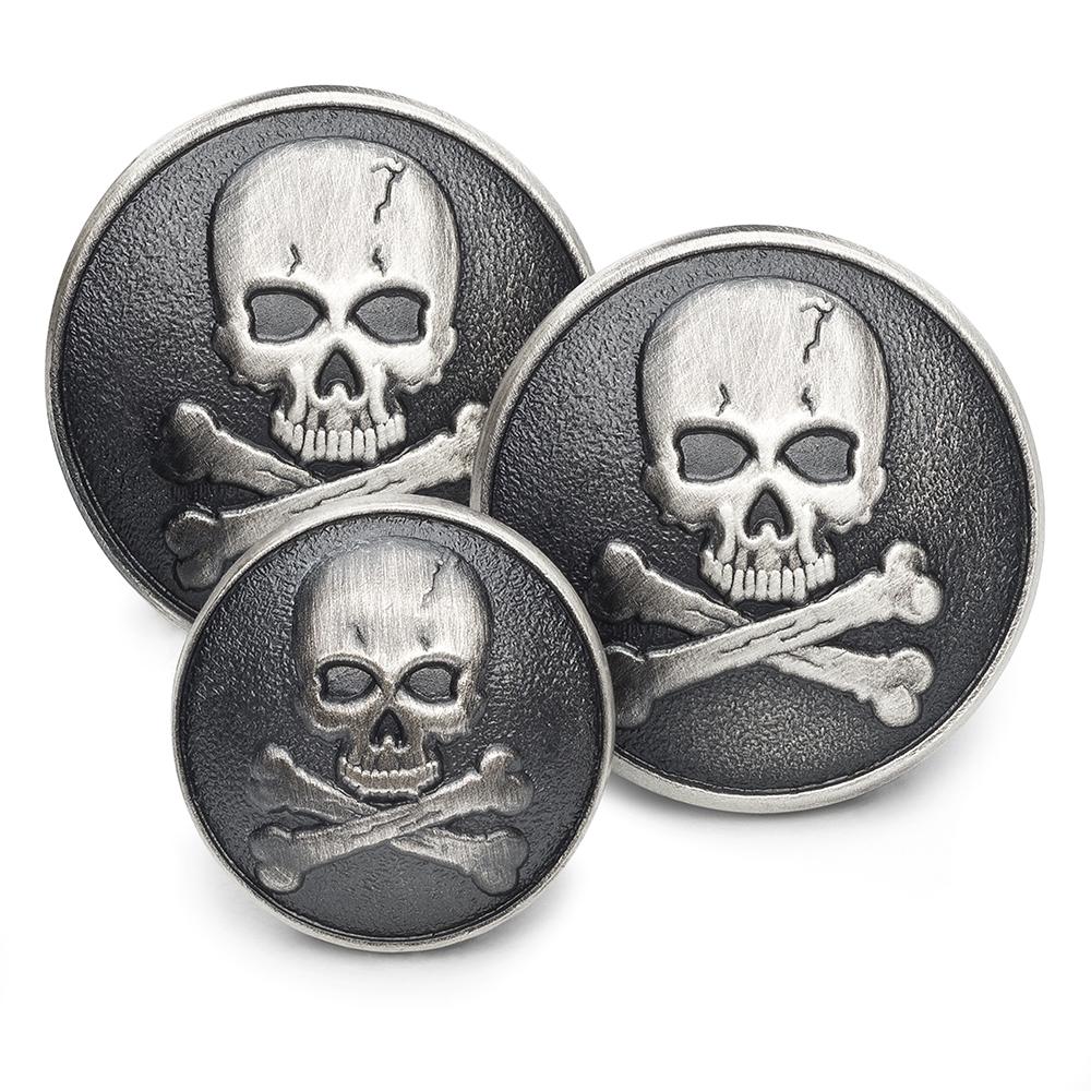 Skull and Cross Bones Blazer Buttons | Gold and Silver Plated Blazer Buttons | Made in England | Benson and Clegg, London