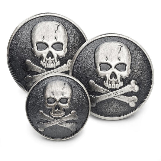 Skull and Cross Bones Blazer Buttons | Silver Plated Blazer Buttons | Made in England | Benson and Clegg, London (Copy)