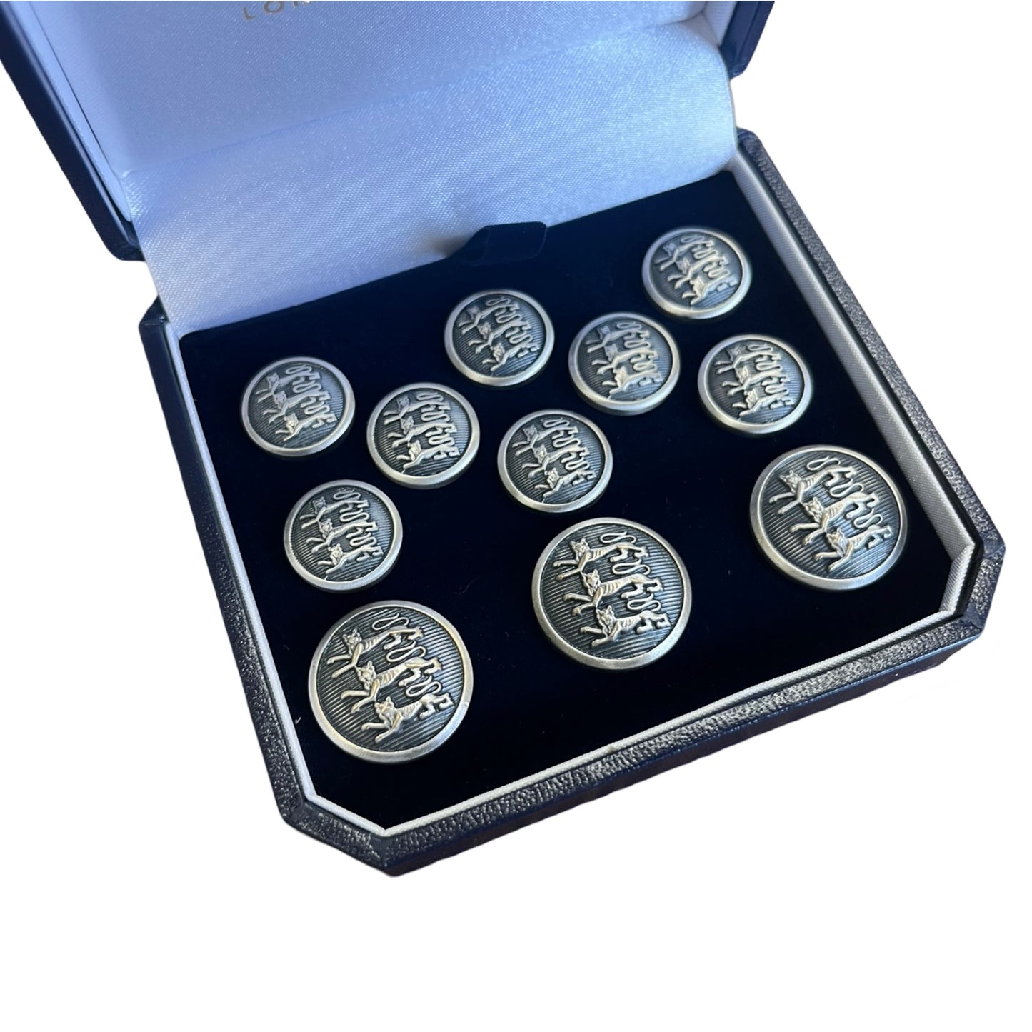 Lion Blazer Buttons | Three Lions Columbia | City of London | Silver Plated Blazer Buttons | Made in England | Benson and Clegg, London