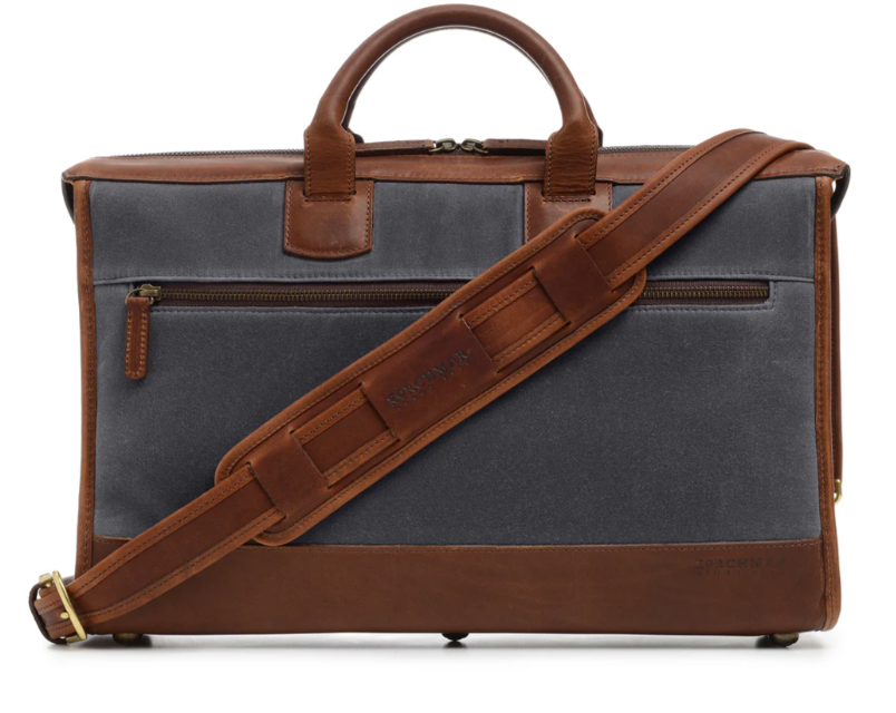 Sawyer Canvas & Leather Zippered Brief | Waxed Canvas | Korchmar | Initials Included