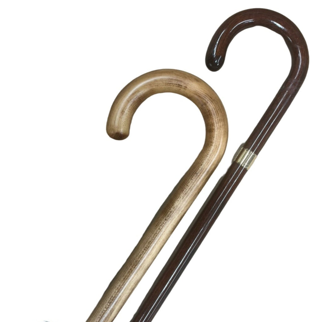 Maple Crook Handle Cane for a Lady | Slender, Elegant Cane with Gold Band | Made in England |