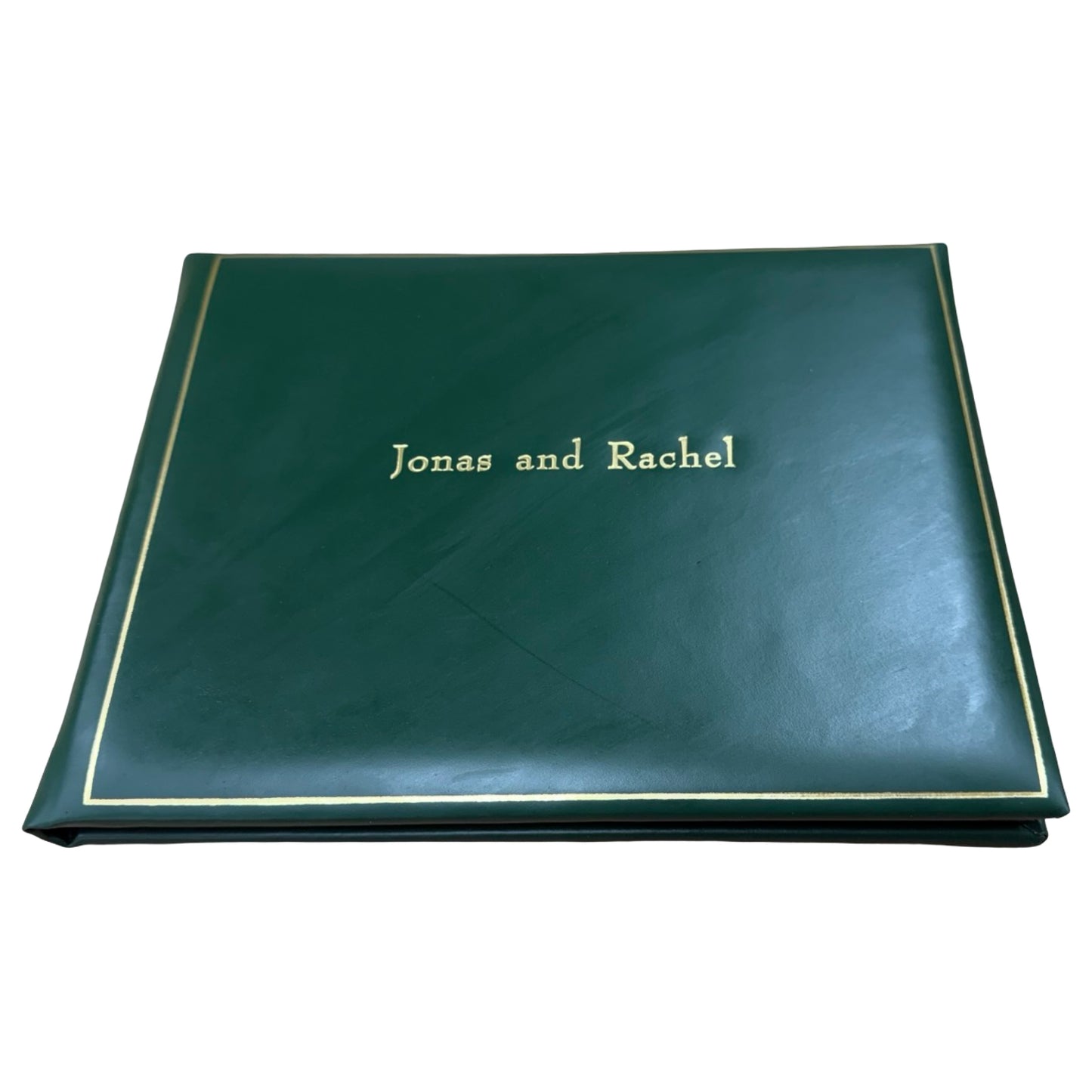 Jonas Guests Book | 7 by 9 inches | Horizontal | Padded Cover | Hunter Green Finest Polished Calf | Charing Cross Made in England