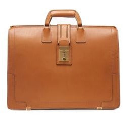 Churchill | Classic Top Frame Leather | Korchmar Lawyers Briefcase | Tan and Black