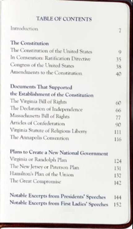 Constitution Book | Custom Leather Constitution Gift Book | 5 by 3" | Gold Stamping | Hand Bound