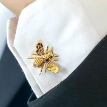 Honey Bee Cufflinks | Gold Bee Cufflinks | Polished Gold Plate Bee Cuff Links