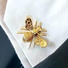 Honey Bee Cufflinks | Gold Bee Cufflinks | Polished Gold Plate Bee Cuff Links
