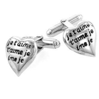 I Love You in French Cufflinks | Sterling Silver Je t'aime Cufflinks | Studio Burke Ltd