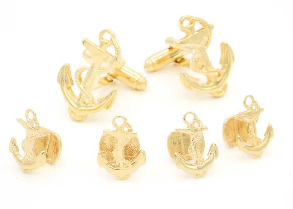 Anchor Stud Set | Anchor Cufflinks & Studs | Manufactured in USA in Silver & Gold Finish