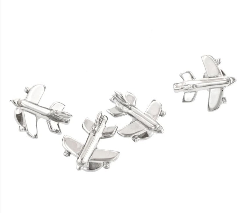 Air Plane Stud Set | Airplane Cufflinks & Studs | Manufactured in USA in Silver & Gold Finish