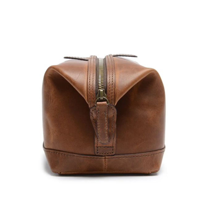 Ryder Dopp Kit | All Leather | Zipper Toilet Kit, Dopp Kit, Travel Case | Full Grain American Leather | Black, Tan, Browns | Korchmar