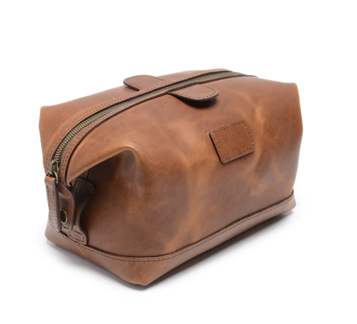 Ryder Dopp Kit | All Leather | Zipper Toilet Kit, Dopp Kit, Travel Case | Full Grain American Leather | Black, Tan, Browns | Korchmar