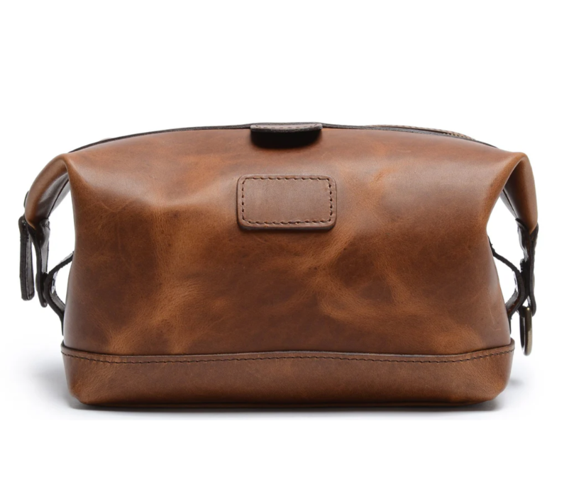 Ryder Dopp Kit | All Leather | Zipper Toilet Kit, Dopp Kit, Travel Case | Full Grain American Leather | Black, Tan, Browns | Korchmar