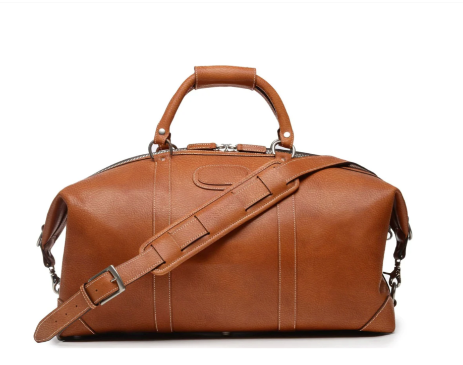 Duffel Bag | All Leather | Twain Black, Brown, and Tan Leather Duffel | 22 Inch | Korchmar Leather | Personalized