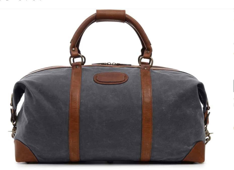Duffel | Tan Waxed Cotton and Leather Duffle | Twain Canvas Duffle | Korchmar Leather | Initials Included