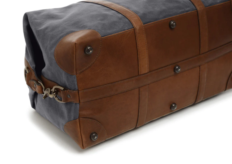 Duffel | Tan Waxed Cotton and Leather Duffle | Twain Canvas Duffle | Korchmar Leather | Initials Included
