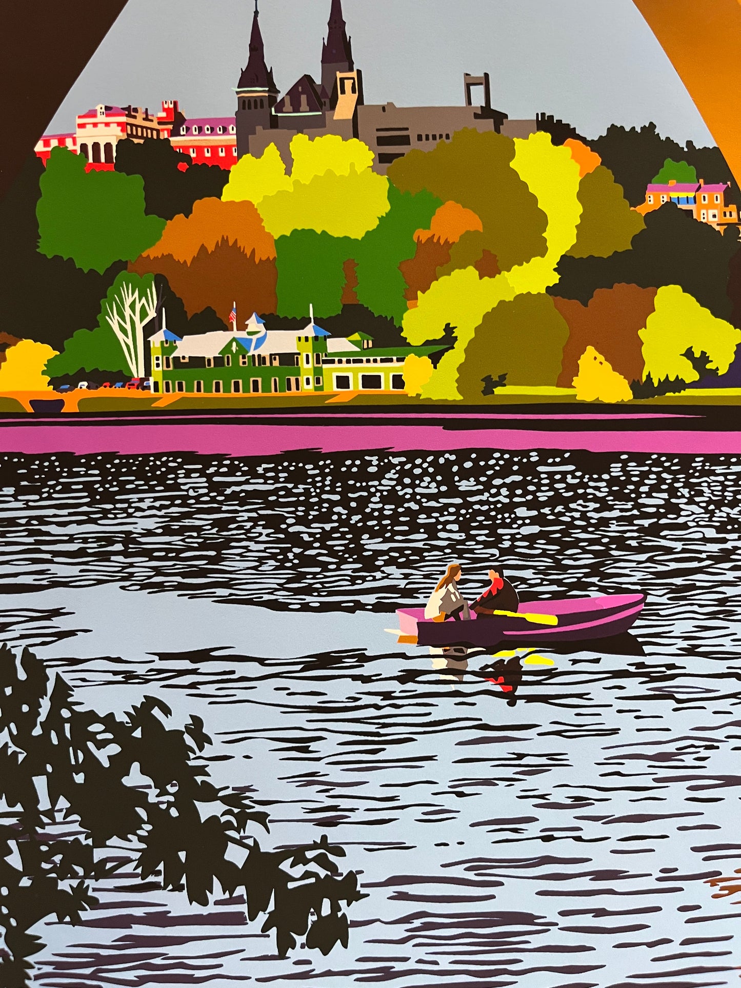 Embassy of Spain: Georgetown University Potomac River View | Artist Joseph Craig English | Framed | Matt Measuring 18 by 24"