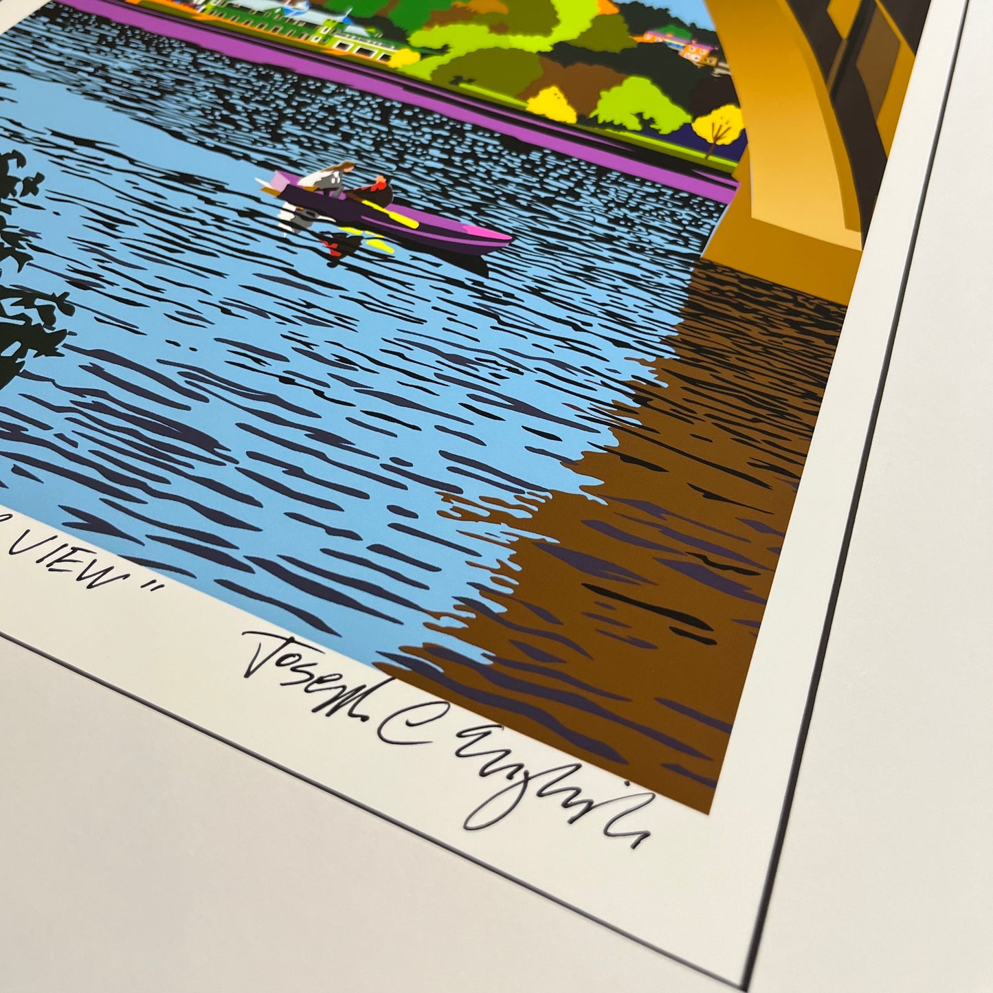 Embassy of Spain: Georgetown University Potomac River View | Artist Joseph Craig English | Framed | Matt Measuring 18 by 24"