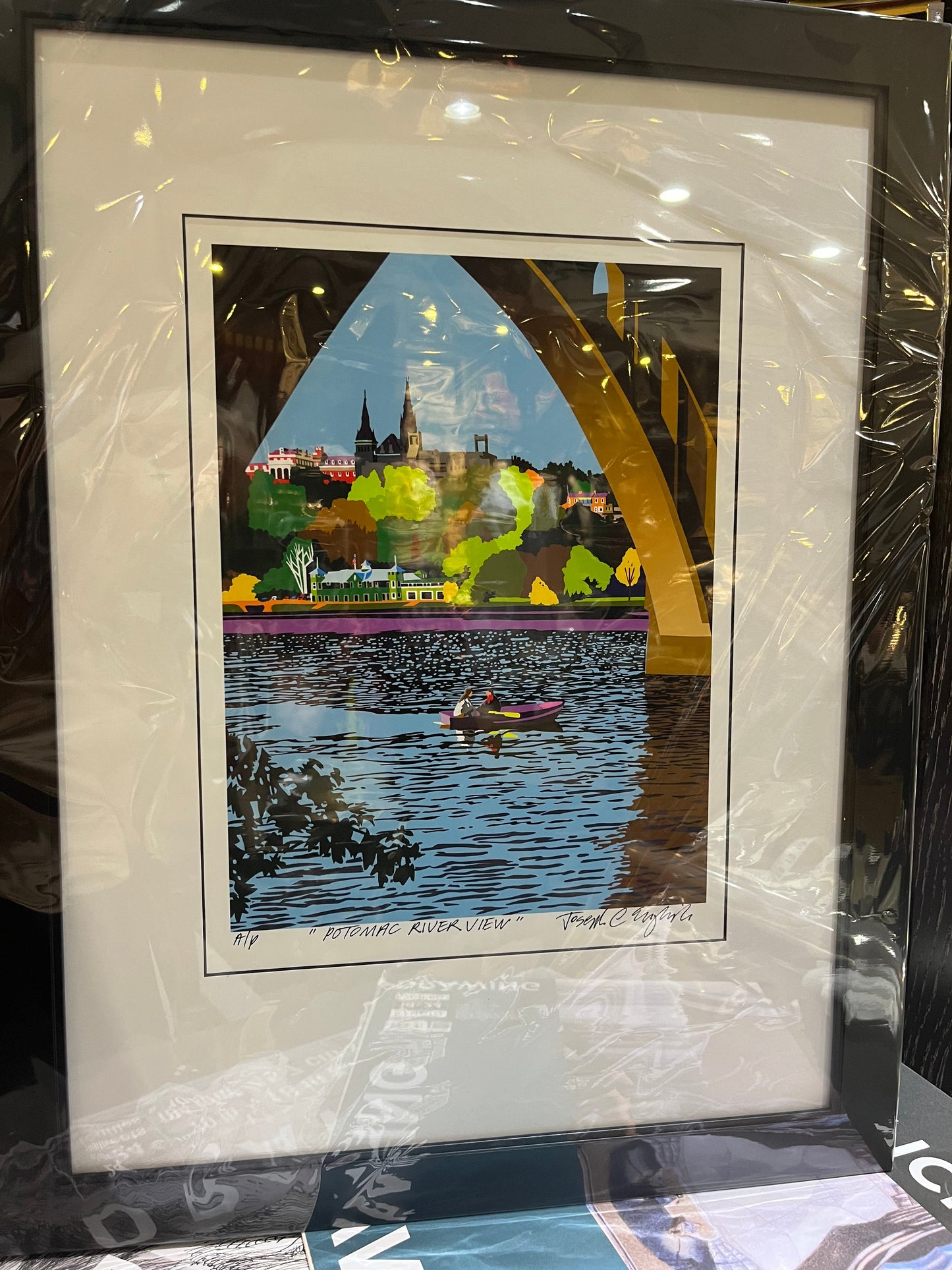 Embassy of Spain: Georgetown University Potomac River View | Artist Joseph Craig English | Framed | Matt Measuring 18 by 24"
