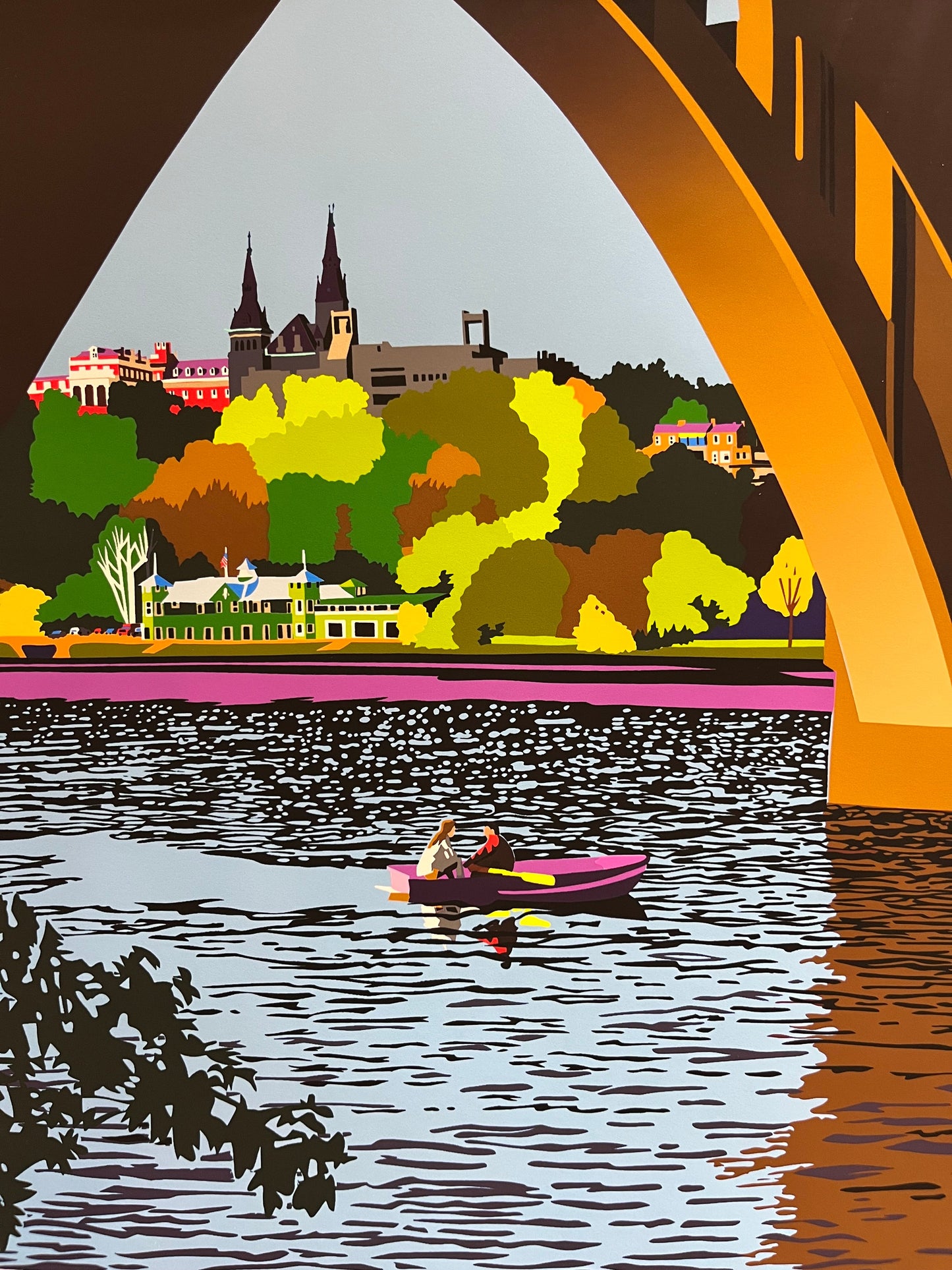 Embassy of Spain: Georgetown University Potomac River View | Artist Joseph Craig English | Framed | Matt Measuring 18 by 24"