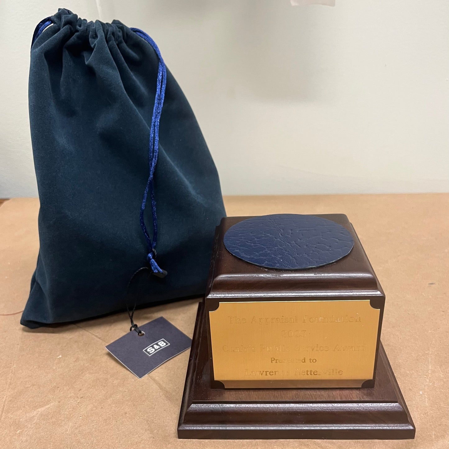 NHTSA | Waterford Crystal Capitol Dome Award on Natural Walnut with Engraved Brass Plate