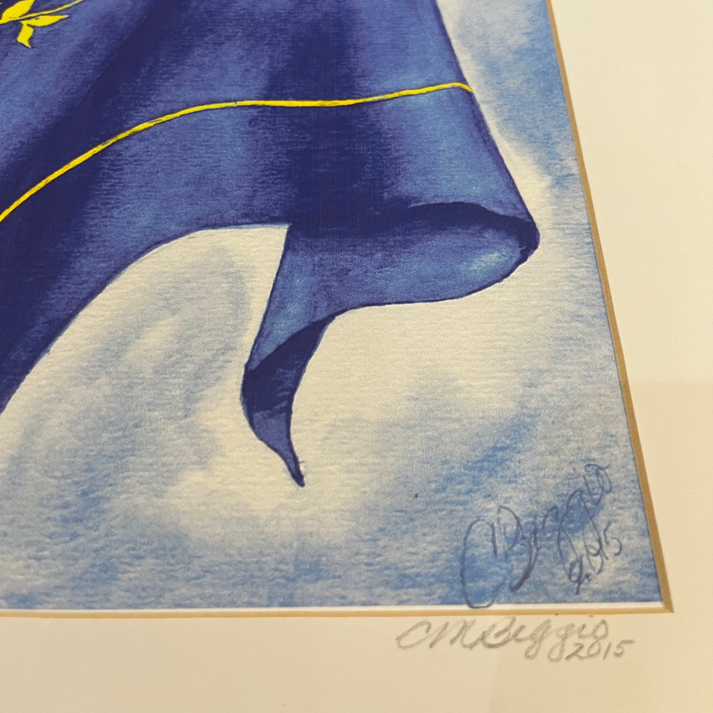 Georgetown University Fine Art Flag with Georgetown Crest by Carole Moore Biggio | 11" by 14"