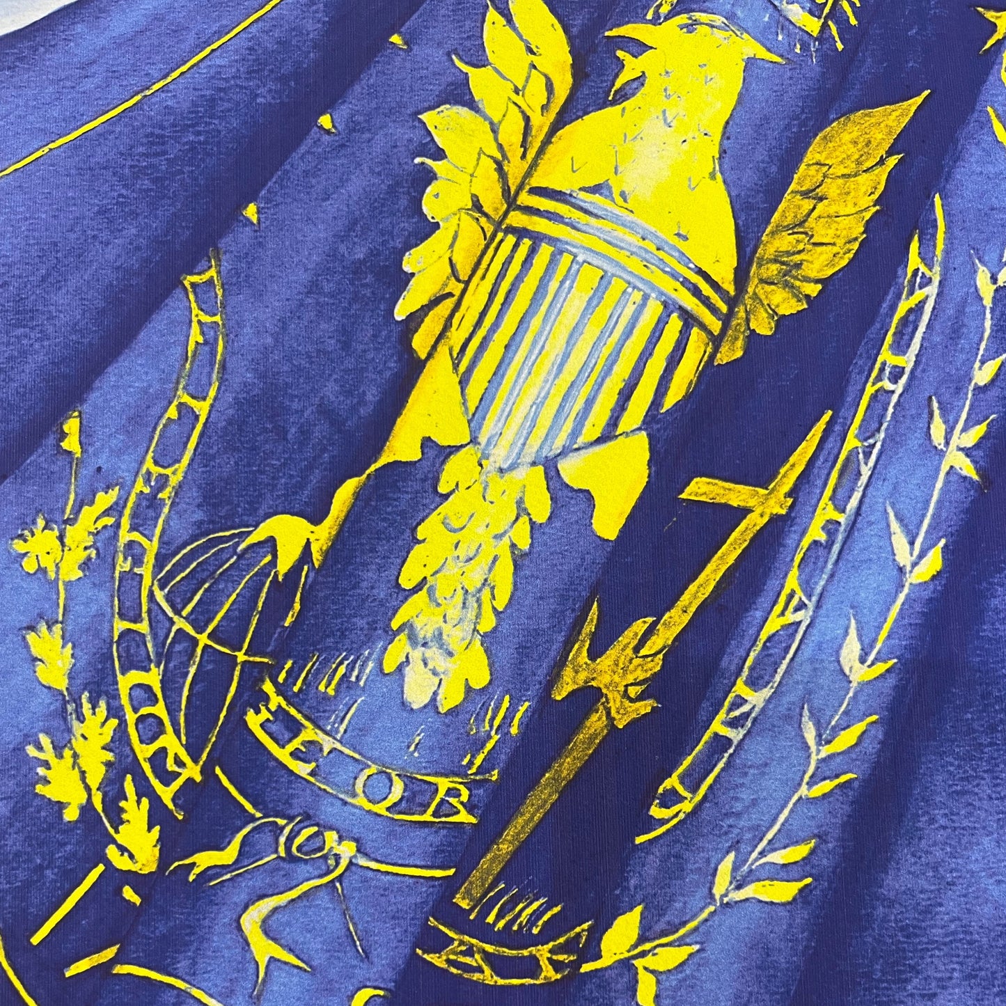 Georgetown University Fine Art Flag with Georgetown Crest by Carole Moore Biggio | 11" by 14"