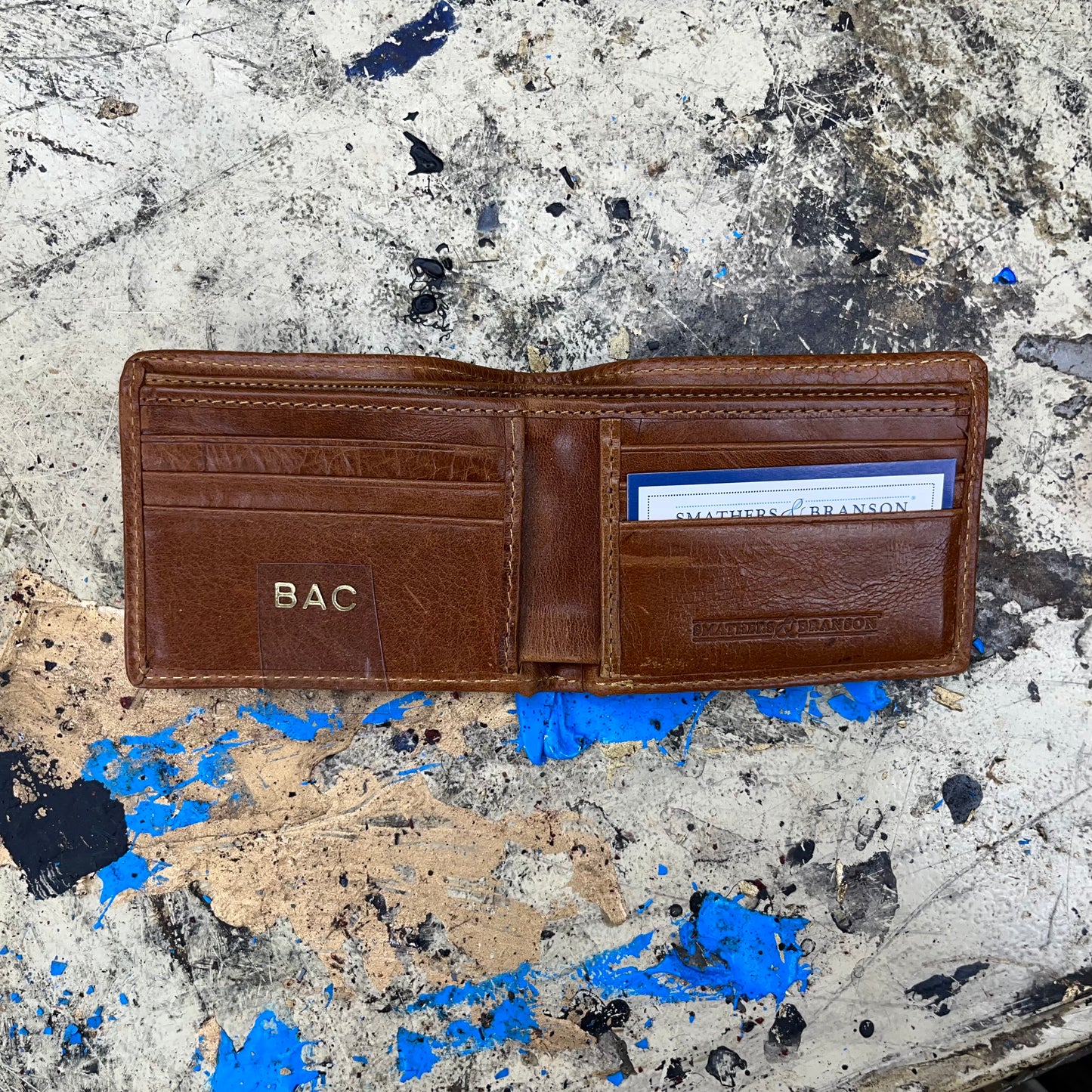 Needlepoint Collection | Georgetown University Needlepoint Bi-Fold Wallet | Hip Wallet | Hoya | Blue and Grey