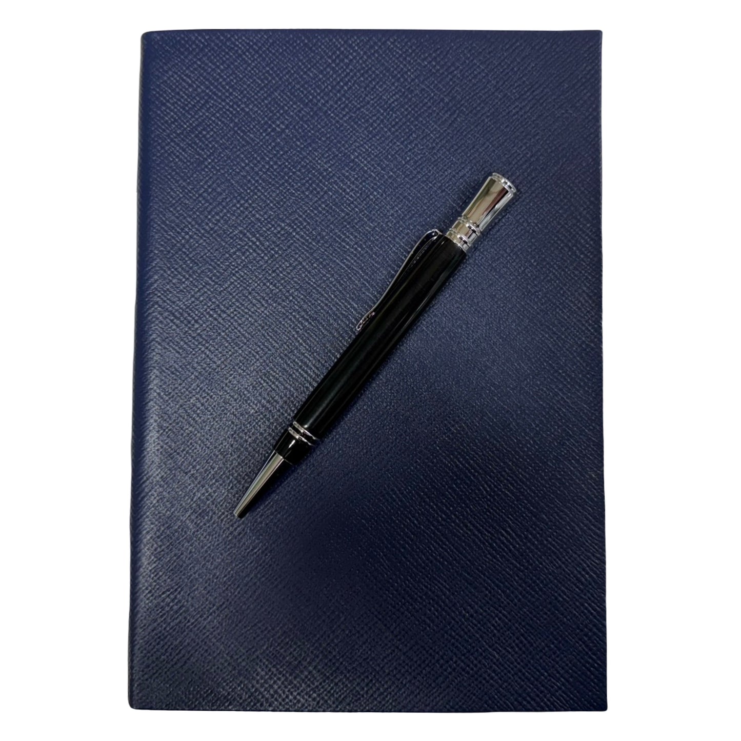 GIFT: NOK | Navy or Black Crossgrain Leather Notebook and Pen | Charing Cross Ltd. | Made in England